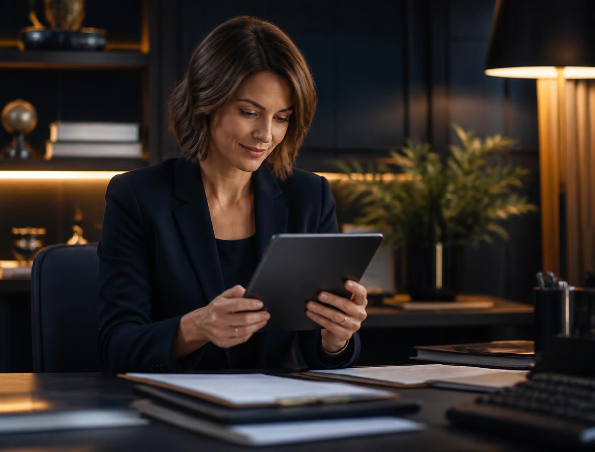 Business owner reviewing records